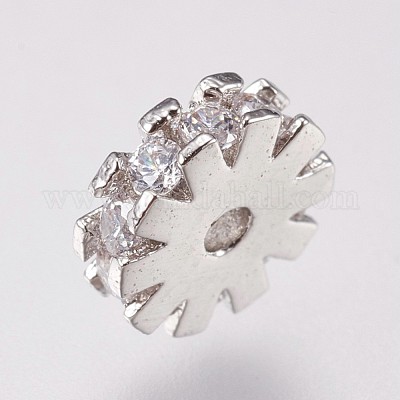 Brass Micro Pave Cubic Zirconia Beads&nbsp;KK-I614-058P-1