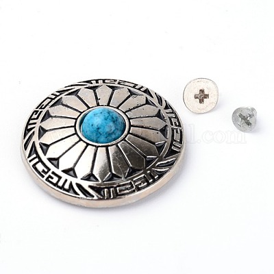 Alloy & Imitation Turquoise Craft Solid Screw Rivet&nbsp;PALLOY-WH0084-09B-1
