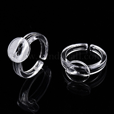 Transparent Acrylic Open Cuff Ring Components&nbsp;TACR-ZX018-10A-1