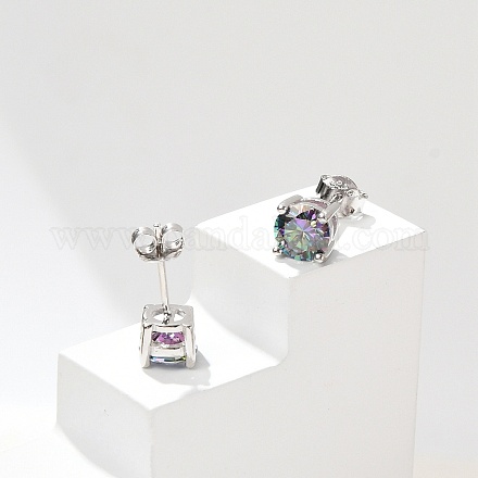 925 Sterling Silver Moissanite Rhinestone Stud Earrings EJEW-U042-04P-1