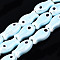 Handmade Porcelain Ceramic Beads Strands, Hand Painted, Bright Glazed Porcelain, Fish, Light Cyan, 19x10x8mm, Hole: 1.5mm, about 17pcs/strand, 12.40 inch(31.5cm)