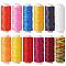 12Rolls 12 Colors Waxed Polyester Cord, Flat, Mixed Color, 0.8mm, about 32.8 yards(30m)/roll, 1roll/color