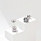 925 Sterling Silver Moissanite Rhinestone Stud Earrings, Square, Platinum, 6.5x6.5mm