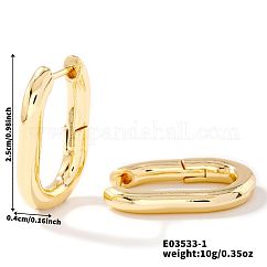 Elegant Brass Hoop Earrings for Girls, Daily Party Jewelry, Golden, Oval, 25x4mm