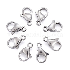 Tarnish Resistant 304 Stainless Steel Lobster Claw Clasps, Parrot Trigger Clasps, Manual Polishing, Stainless Steel Color, 11x7x3.5mm, Hole: 1.2mm