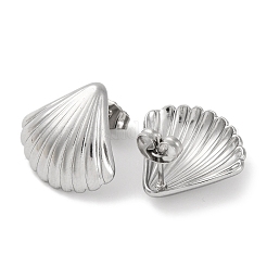 304 Stainless Steel Shell Shape Stud Earrings&nbsp;EJEW-D281-23S