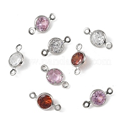 SHEGRACE Brass Pave Cubic Zirconia Flat Round Connector Charms&nbsp;XGRQ2O925-443P