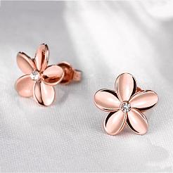 Elegant Tin Alloy Rhinestone Flower Stud Earrings for Women&nbsp;EJEW-BB02405-A