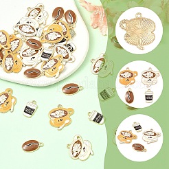 40Pcs 4 Styles Golden Plated Alloy Enamel Pendants&nbsp;ENAM-YW0008-40