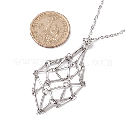 201 Stainless Steel Crystal Stone Cage Pendant Necklaces&nbsp;NJEW-JN04754
