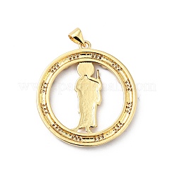 Rack Plating Brass Micro Pave Clear Cubic Zirconia Pendants&nbsp;ZIRC-I059-11G
