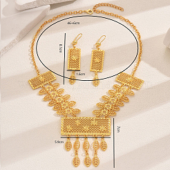 Vintage Middle Eastern Alloy Hollow Rectangle Tassel Necklaces & Earrings Sets for Women&nbsp;ZM5476