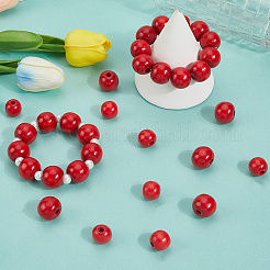 100Pcs 2 Styles Spray Painted Natural Wood Beads&nbsp;WOOD-SC0002-13