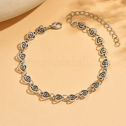 Bohemian Alloy Spiral Heart Link Chain Anklets for Women&nbsp;WG53D8C-01