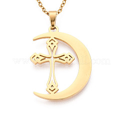 304 Stainless Steel Pendant Necklaces&nbsp;NJEW-T018-52G