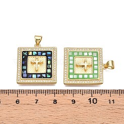 Brass Micro Pave Clear Cubic Zirconia Pendants&nbsp;KK-N254-216G-C