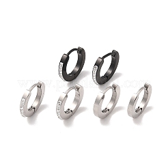 3 Pairs 3 Styles 304 Stainless Steel Clay Crystal Rhinestone Huggie Hoop Earrings for Women&nbsp;EJEW-K279-08A-P