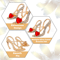 7Pcs 7 Style High Heels & Eye & Heart Wing Rhinestone Brooches&nbsp;JEWB-DC0001-04