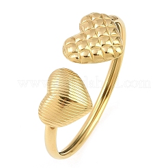 304 Stainless Steel Heart Cuff Bangles for Women&nbsp;BJEW-A154-01B-G