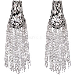 Teardrop Iron Chain Tassel with Rhinestone Epaulettes&nbsp;AJEW-WH20006-326C-P