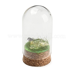 Natural Gemstone Nuggets Display Decoration with Glass Dome Cloche Cover&nbsp;DJEW-B009-03