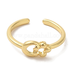Moon & Flower Rack Plating Brass Open Cuff Finger Rings for Women&nbsp;RJEW-L123-011G