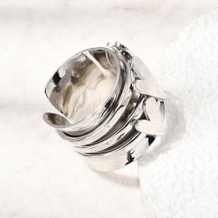Brass Cuff Open Rings for Women&nbsp;RJEW-F215-09P