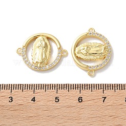 Rack Plating Brass Cubic Zirconia Virgin Mary Connector Charm&nbsp;KK-C084-01D-G