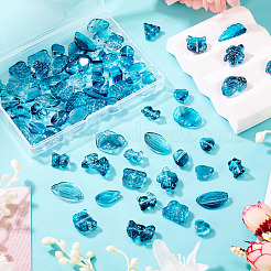 64Pcs Gradient Color Transparent Glass Beads&nbsp;GLAA-TA0003-48D