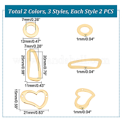 12Pcs 6 Style 304 Stainless Steel Linking Rings&nbsp;STAS-UN0040-39
