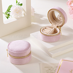 Portable Travel Round Velvet Jewelry Set Storage Zipper Boxes&nbsp;CON-TAC0001-11B