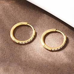 304 Stainless Steel Clear Cubic Zirconia Hoop Earrings&nbsp;EJEW-L307-05G