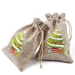 30Pcs 15 Styles Christmas Printed Jute Cloth Storage Pouches&nbsp;ABAG-YW0001-10