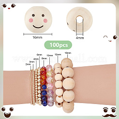 Printed Natural Wood European Beads&nbsp;WOOD-PH0002-79D
