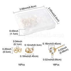 16Pcs Brass Stud Earring Findings&nbsp;KK-FS0001-56G