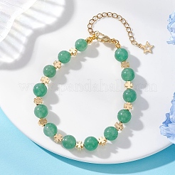 Natural Green Aventurine & Brass Beaded Bracelets for Women&nbsp;BJEW-JB12942-01