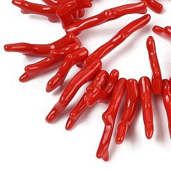 Opaque Acrylic Imitation Coral Beads Strands&nbsp;X-SACR-P033-01A-06