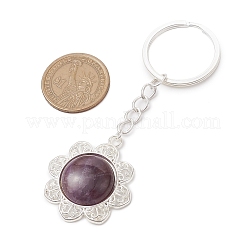 Mixed Stone & Alloy Flower Pendant Keychain&nbsp;KEYC-JKC01109