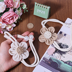 4pcs 2 Colors Linen & ABS Plastic Flower Curtain Tiebacks&nbsp;AJEW-GL0002-84