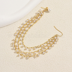 Brass Plastic Pearl Round Beads Long Stud Dangle Earrings for Women&nbsp;CY5382