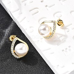 Teardrop Brass Micro Pave Clear Cubic Zirconia Stud Earrings&nbsp;EJEW-C154-04G