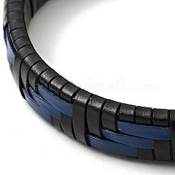 Leather Braided Rectangle Cord Bracelet with 304 Stainless Steel Magnetic Clasps for Men Women&nbsp;BJEW-C021-04
