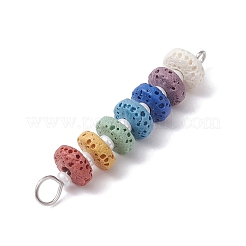 Chakra Natural Lava Rock Dyed Beaded Connector Charms&nbsp;PALLOY-JF02546-02
