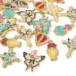 20Pcs 10 Styles Light Gold Plated Alloy Enamel Pendants&nbsp;ENAM-TA0001-75