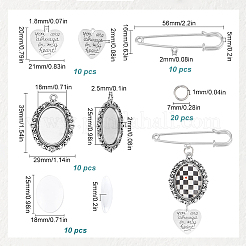 60Pcs 5 Styles Tibetan Style Alloy Pendants with Iron Brooch Findings&nbsp;TIBE-SC0009-45A