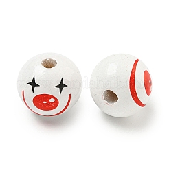 Printed Wood European Beads&nbsp;WOOD-G022-06F