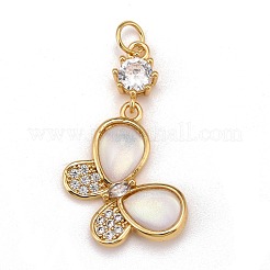 Brass Micro Pave Clear Cubic Zirconia Pendants&nbsp;ZIRC-C030-02G