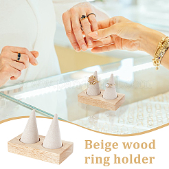 2 Cone Wooden Ring Organizer Holder&nbsp;RDIS-WH0031-02A-02
