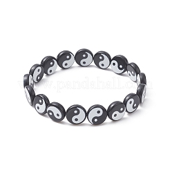 2Pcs 2 Color Acrylic Yin Yang Stretch Bracelets Set&nbsp;BJEW-JB09405