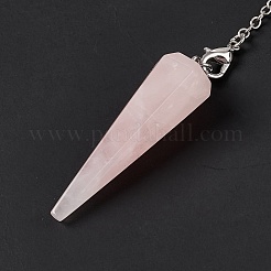 Natural Rose Quartz Hexagonal Pointed Cone Dowsing Pendulum Pendants&nbsp;G-G983-05P-02